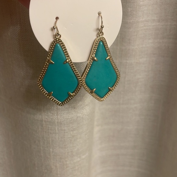 Kendra Scott Alex Gold Drop Earrings in Teal - Picture 5 of 8
